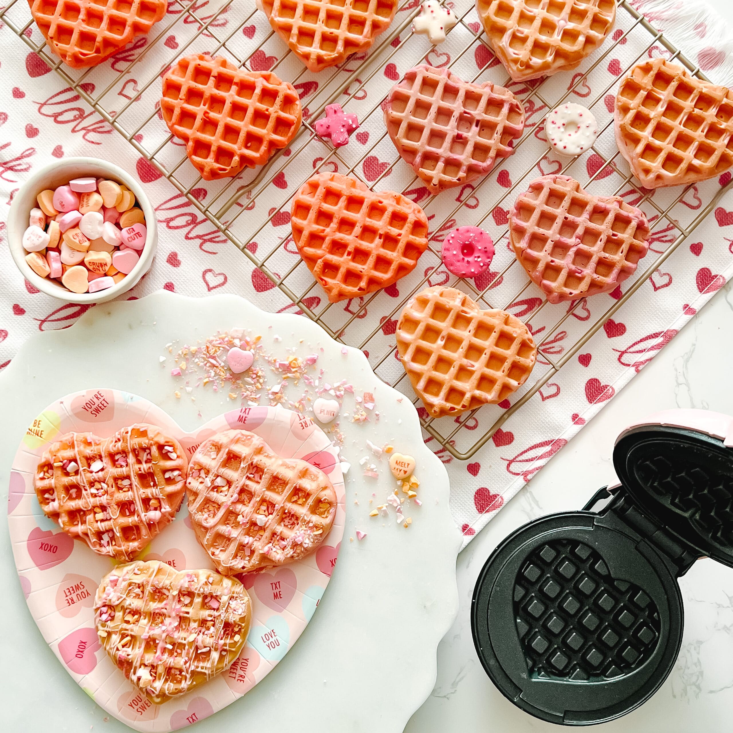 Pink Heart Shaped Waffles by Dash